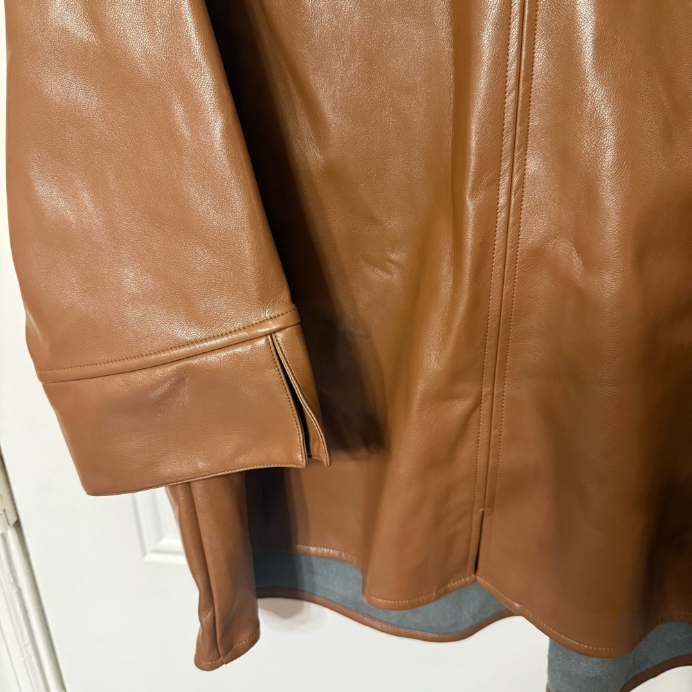 NWT Nordstrom Foxcroft Agnes Faux Leather Pop Over Top - Picture 5 of 6